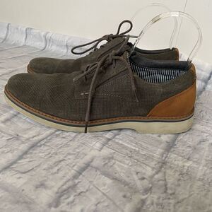 Nunn Bush men 8.5 comfort gel memory foam leather tie up casual shoes grey